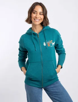 Women's Franchises Graphic Full Zip Hoodie in Teal Size: 22 - Teal - Size: 22 - Weird Fish - FashionsVida