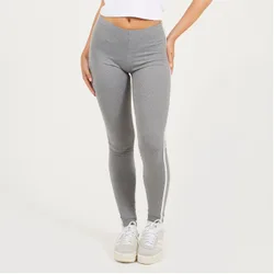 Womens Two Stripe Detail Leggings In Grey Marl/white - Melange - Size 10 Uk