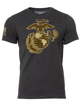 T-Shirt USMC EGA Distressed - Schwarz / M Herren Schwarz adult Herren - 7.62 Design - FashionsVida