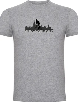 Maglietta A Maniche Corte Enjoy Your City Heather Grey - Kruskis - FashionsVida