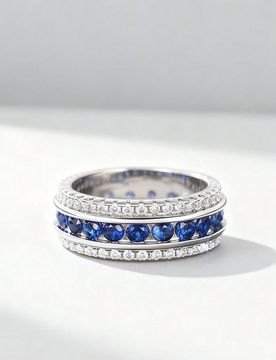Pieza Anillo de plata de ley 925 con círculo completo micro-incrustado de circonita, joyería exquisita de estilo vintage, adecuado como regalo o acc