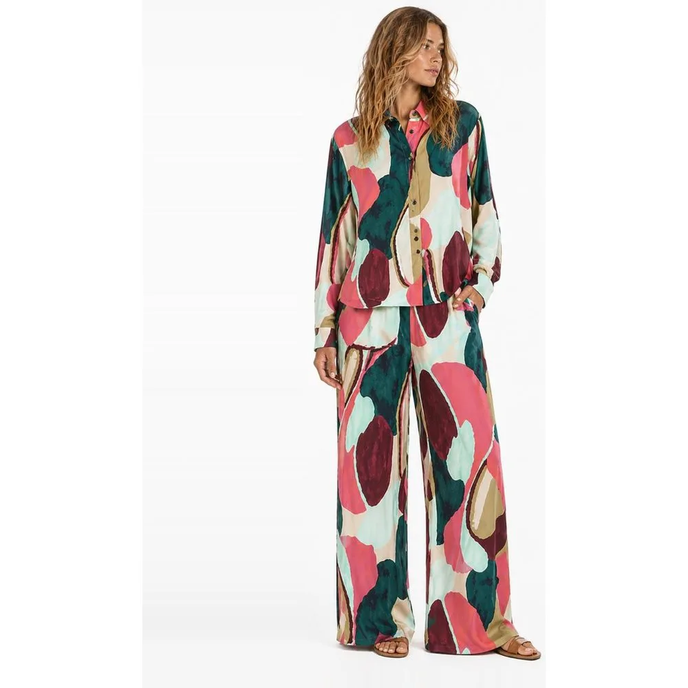Pantalón de mujer largo estampado de viscosa - Vila - FashionsVida