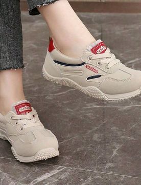 Nuevos zapatos deportivos casuales para mujer, zapatillas de suela gruesa, zapatos para correr, zapatos blancos, punta redonda, con cordones, patchwor