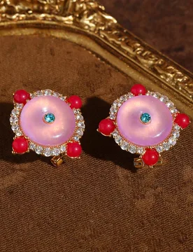 Large Pink Glaze Square Vintage Stud Earring Antique Small White Natural Stone Designer New Jewelry 2026 Girl Daily Beauty Charm - Aliexpress - FashionsVida