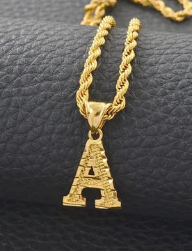Anniyo A-Z Letters Necklaces Women Men Gold Plated Initial Pendant Rope Chain English Letter Jewelry Alphabet African #058002B - Aliexpress - FashionsVida