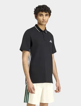 Mens Polo In Piqué Essentials 3-stripes - Nero, nero nero Uomo taglia M - Adidas - FashionsVida