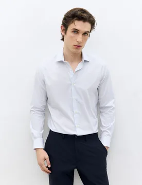 Camisa de vestir de manga larga estampada con fondo claro regular fit - Dustin - FashionsVida