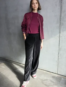 Street One Straight Leg Cordhose female Schwarz - Street One Studio - FashionsVida