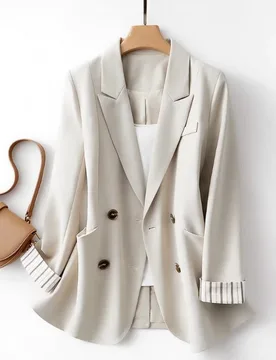 Women's Suit Jacket Solid Color Button Striped Patchwork Cuffs Suit Jacket Casual Commuting Office Business Outerwear 2025 Fall - Aliexpress - FashionsVida