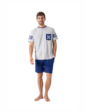 Mens Summer Short Pyjamas Mu18 - Grey - Size Medium - MUNICH - FashionsVida