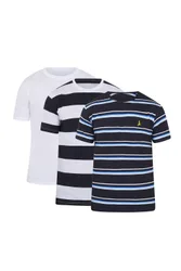 Mens Navy 3 Pack Cotton Crew Neck T-Shirts - Size Medium