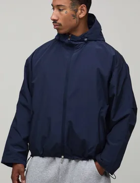 Men's Oversized Boxy Hooded Toggle Cagoule Navy Size Large Navy L - boohooMAN - FashionsVida