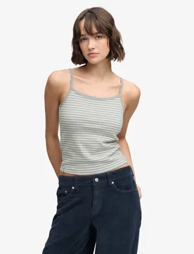 Cotton Rich Striped Cami Top Grey Mix female - Superdry & Co - FashionsVida