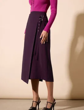Women's Belt Buckle Wrap Skirt in Purple Size: 16 - Purple - Size: 16 - Star by Julien Macdonald - FashionsVida