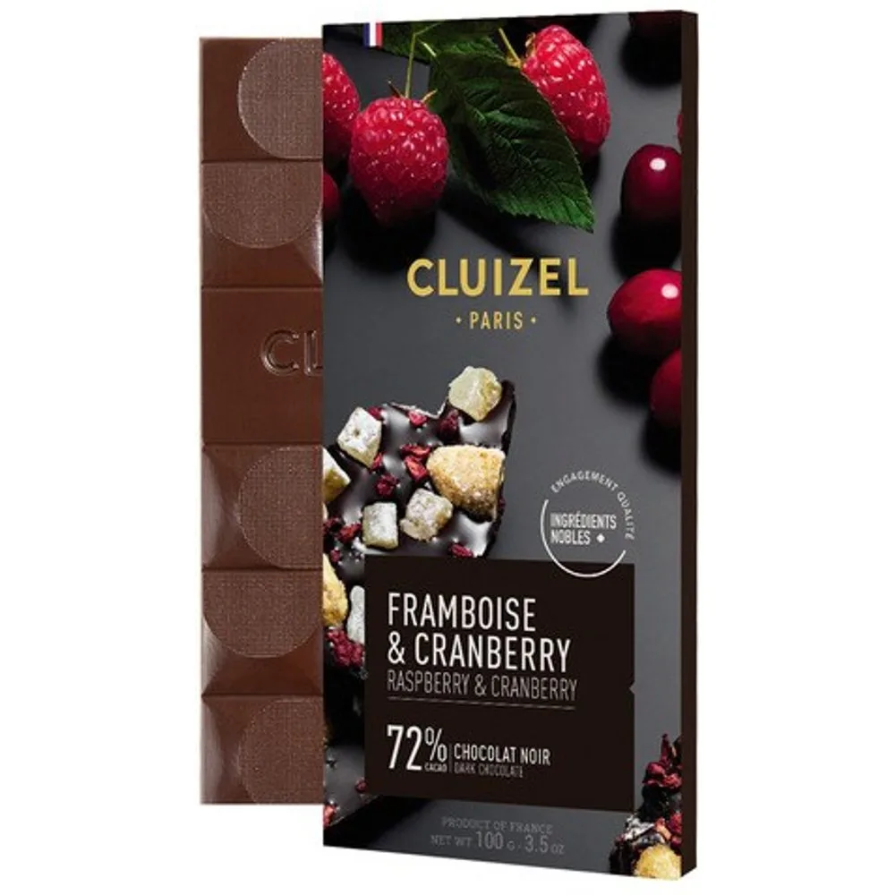 Tableta de chocolate negro 72% cacao con frambuesas y arándanos - Michel Cluizel - FashionsVida