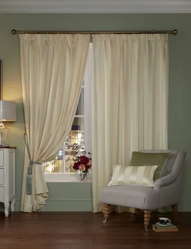 Lille Stripe Pencil Pleat Curtains Beige Mix - Laura Ashley - FashionsVida