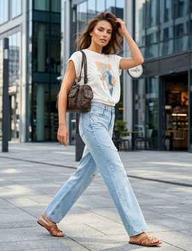 Sinsay - T-shirt con stampa - panna