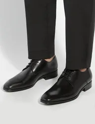 Wide Fit Leather Oxford Shoes Black male