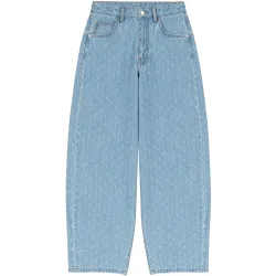 Vaquero de mujer baggy jacquard y lavado a la piedra