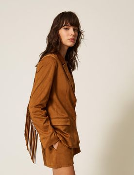 Blazer en suédine avec franges