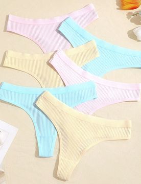 Pcs/Set Bragas Tanga G-String T-Back Cómodas Acanaladas Sin Costuras, Ropa Interior Sexy y Cómoda Triangular para Mujer