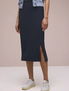 Midi-Rock in Rippstruktur female Blau - Street One - FashionsVida