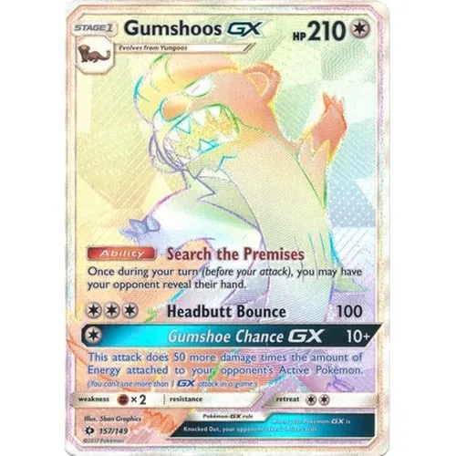 Pokemon Sun and Moon (Base Set) 157/149 Gumshoos GX (Hyper Rare) - Pokémon - FashionsVida