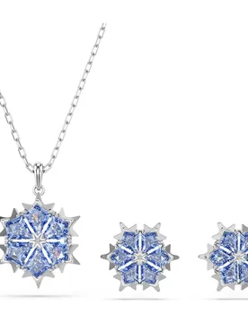 Set Magic, Fiocco Di Neve, Blu, Placcato rodio OS - Swarovski - FashionsVida