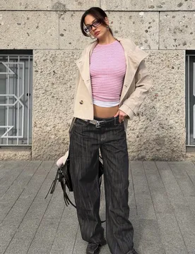 Jean Baggy Barrel Taille Basse 32 Noir - Bershka - FashionsVida