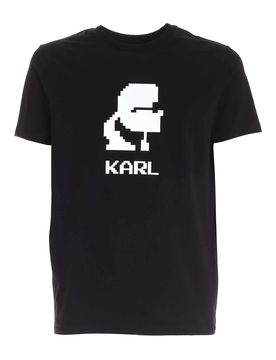 T-shirt nera con stampa bianca