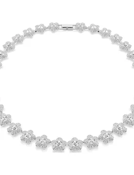 Collana Ariana Grande x , Taglio Round, Fiore, Bianca, Placcato rodio OS - Swarovski - FashionsVida