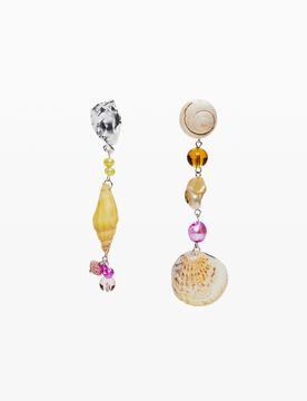 Boucles d'oreilles asymétriques combinées Zalio, Noir, U