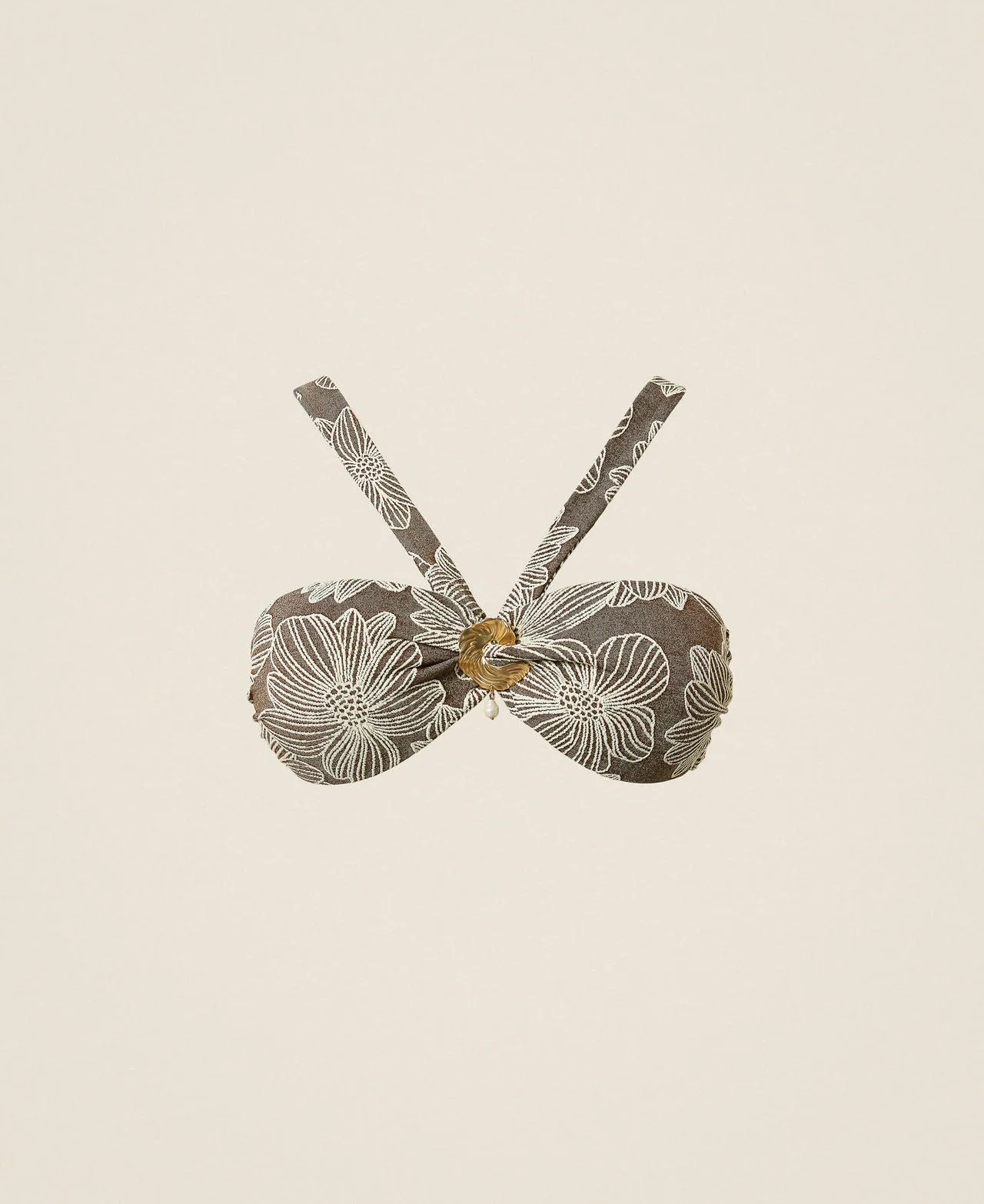 Haut de maillot de bain bandeau jacquard avec perle - TWINSET - FashionsVida