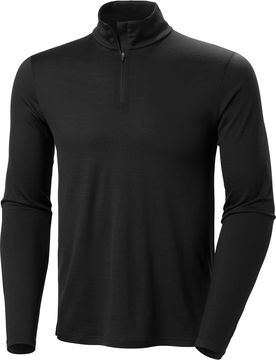Merino 1/2 zip camiseta térmica manga larga hombre Negro (XXL)