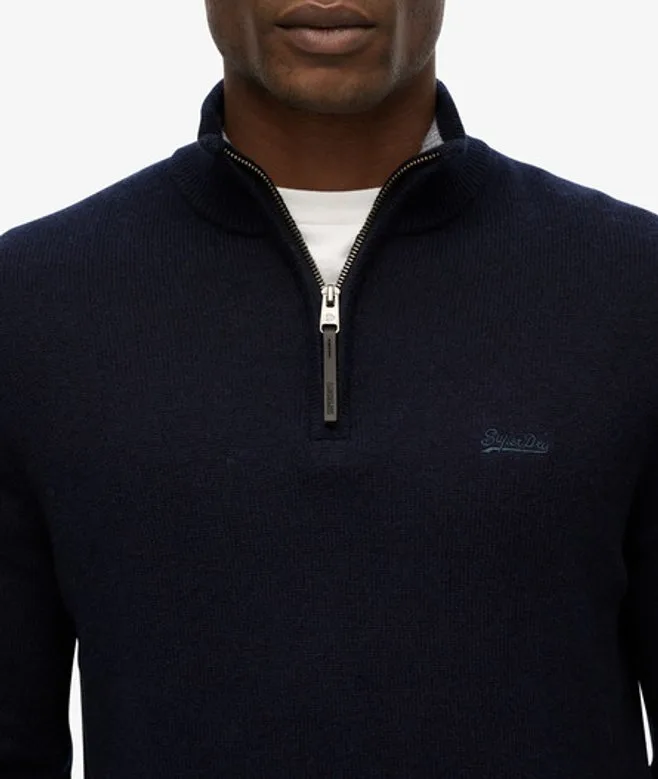 Superdry Herren Wollmischung-pullover mit Reißverschluss Navy - Größe: XL - 74.99 - FashionsVida