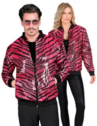 Pailletten Bomberjacke Leopardenmuster pink Erwachsene