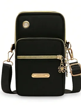 Bolso de mujer de moda con múltiples cremalleras, decoración de metal, muñequera, bolso cruzado, bolso de mano, cartera, cartera pequeña, bolsos d - Shein - FashionsVida