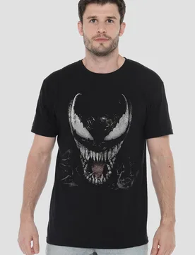 Unisex Venom Brock Large Face T-Shirt, Black Size: XL - Black - Size: XL - Marvel - FashionsVida