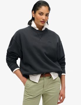 Superdry Damen Studios Sweatshirt mit Rundhalsausschnitt Schwarz - Größe: 38