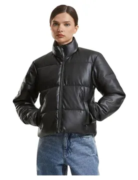 Giacca Imbottita Synthetic Leather Black 4XL