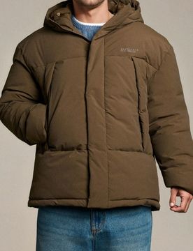 Giacca puffer trapuntata con cappuccio - marrone