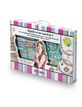 Set Di Braccialetti E Collane Con Perline Rosa Oro