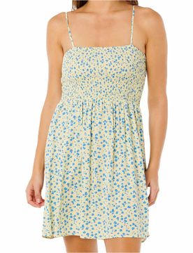 Surf side shirred vestidos mujer Verde (M)