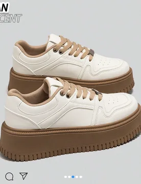 Alan Vincent] [Devolución y cambio gratuitos] Nuevos zapatos de mujer en beige, zapatos de cordones de caña baja, zapatillas casuales de suela grues - Shein - FashionsVida