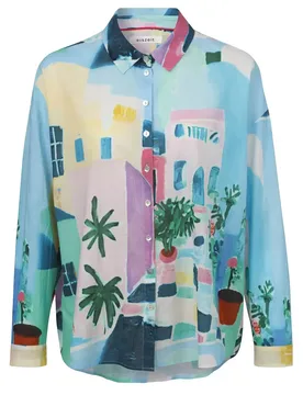 Bluse Hemdkragen 1/1 Arm Druck female - 52 - FashionsVida