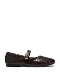Livia Jane Leather Croc Mary Jane Ballet Pumps Dark Brown female