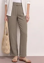 Wide Leg Hose mit Gürtel im Casual Fit female Beige