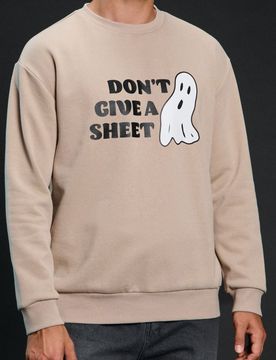 Felpa con scollo crewneck Halloween - beige