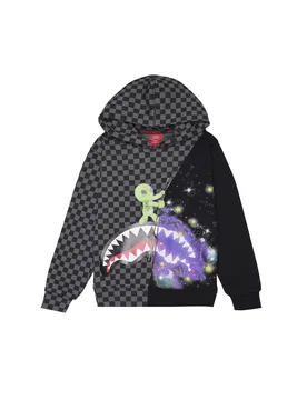 Felpa nera e grigia checkered con cosmo e alieno - Sprayground - FashionsVida