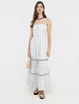 Vestido de mujer bruna largo con bordados - El Ganso - FashionsVida